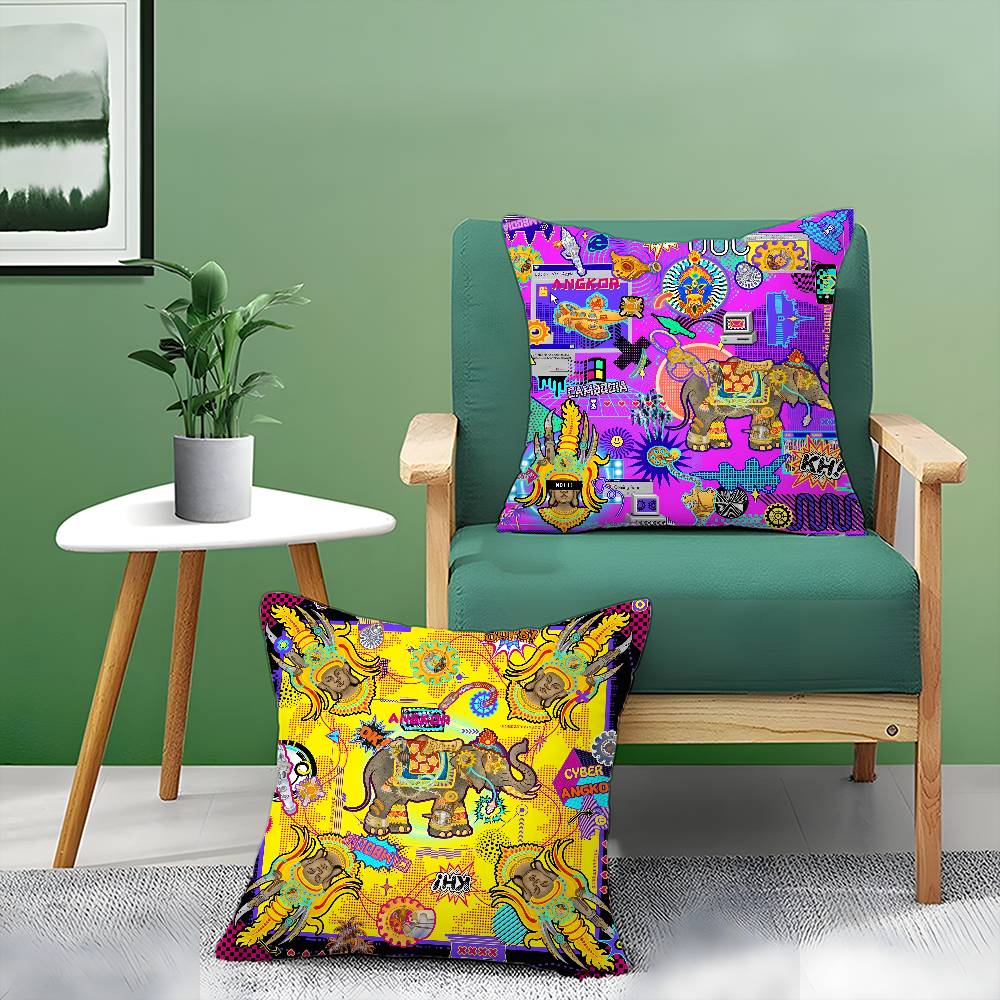 Oriental Classic Buddha Statue Print Pillow Case Anti-dustmite Pillowcase Invisible zipper silky short plush Sofa cushion cover