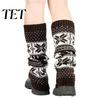 Cozy Acrylic Knit Leg Warmers Christmas Knitted for Women, Soft Ribbed Boot Socks with Fashionable Winter Accessories Snowflake And Deer Patterns,