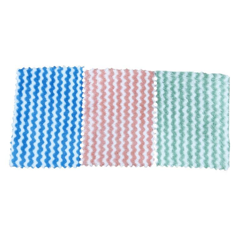 Absorbent Coral Fleece Wavy Dishcloth - Non-Stick, Thickened Kitchen Towel