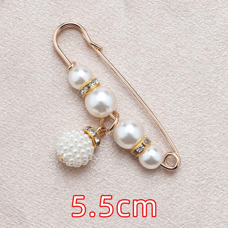 

High End Anti Glare Brooch for Clothing Collar Pearl Waist Clip Accessory Dress Pants Waist Big Change Small Artifact WHITE&WHITE