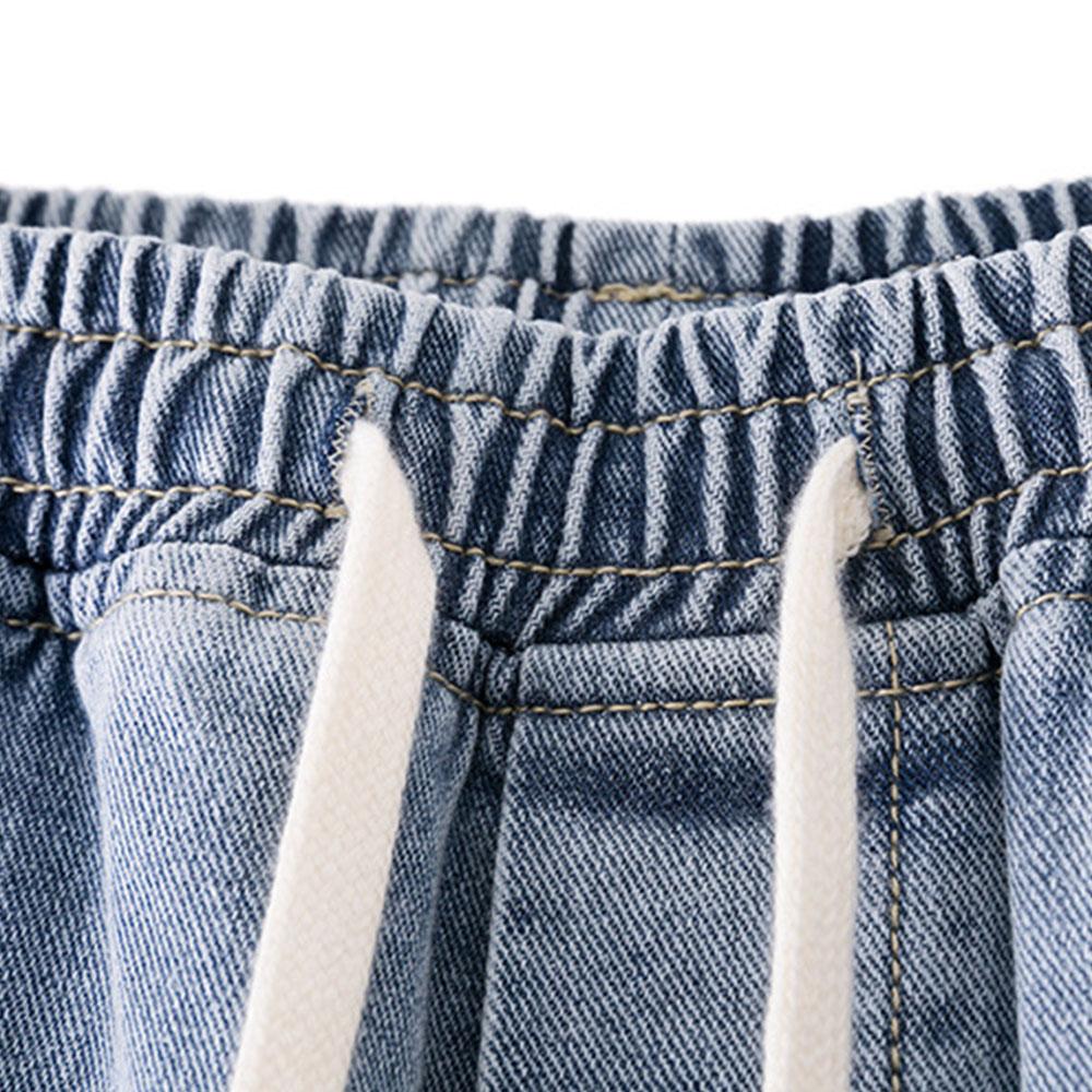 Thin / Thick  Casual Men's Plus Velvet 78% Cotton Drawstring Denim Jeans Baggy Wide Leg Pants Straight Trousers Sweatpants For Men Hip Hop