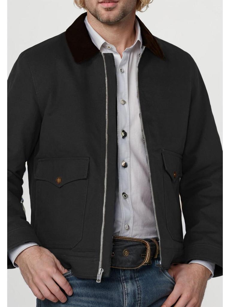 Herren Western Style Color-Block Freizeitjacke mit Reißverschlusskragen für Frühling und Herbst