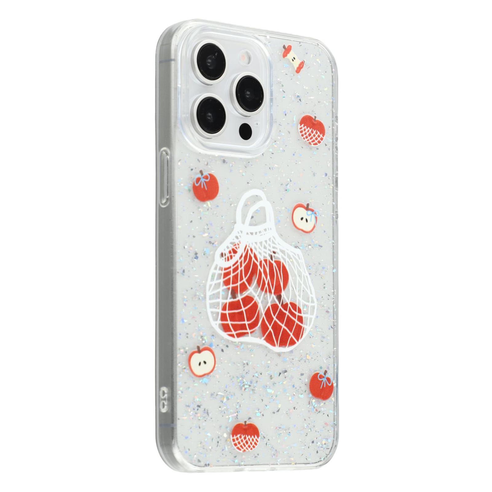 

For iPhone 15 Pro Case Shiny IMD TPU+Acrylic Phone Cover Large Camera Cutout Painted Apples