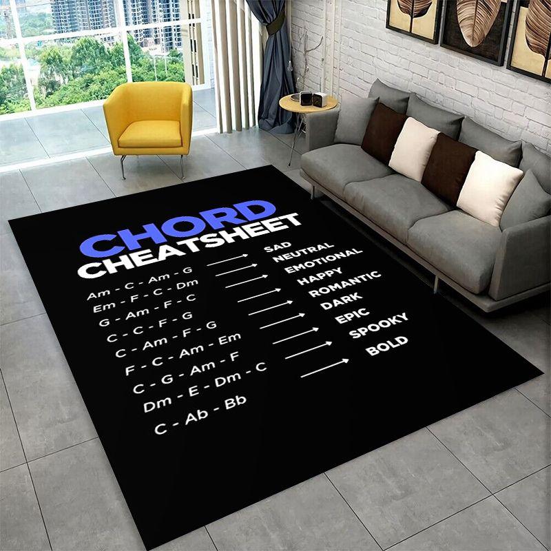 Muziektheorie Tafel Piano Gitaar Akkoorden Groot Vloerkleed Antislip Tapijt voor Slaapkamer Woonkamer Bank Deurmat Huis Decoratie Vloermat