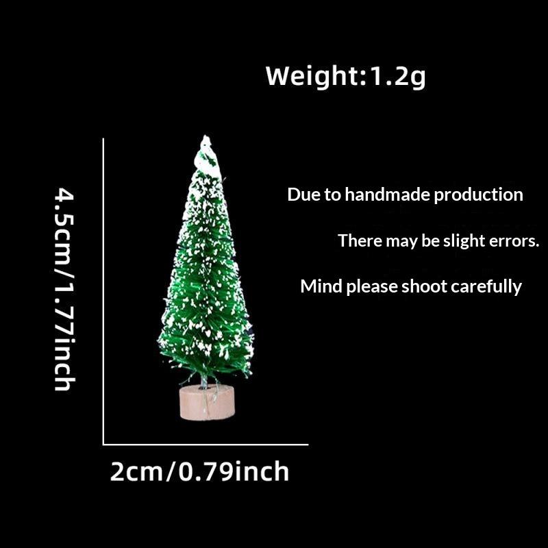 Mini Artificial Christmas Trees With Snow Frosted Finish Wooden Bases For Tabletop Decor Holiday Party Home Diy Crafts