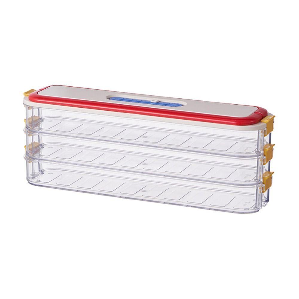 3 Layer Frozen Dumpling Storage Box Leak-Proof With Handle Wonton Storage Case Transparent Food Grade Clear Food Container