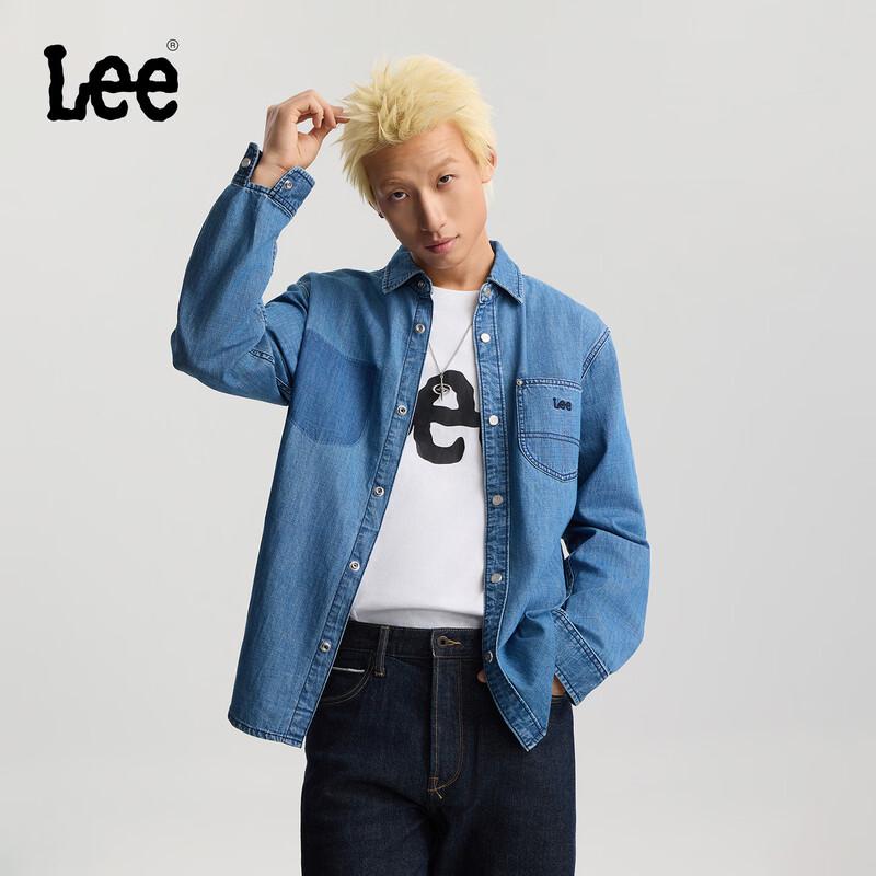 Lee Men s Standard Fit Embroidered Logo Long-Sleeve Denim Shirt XL