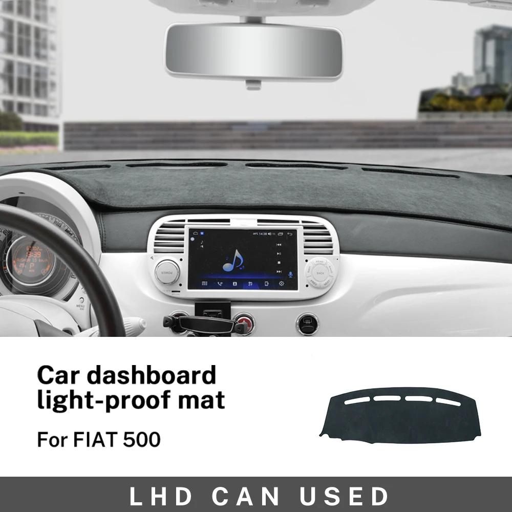 Flannel Dashmat For Fiat 500 2008- Abarth 595 2012 2013 2014 2015 2016 2017 2018   - Sunshade Mat Carpet Pad For Left Hand Drive
