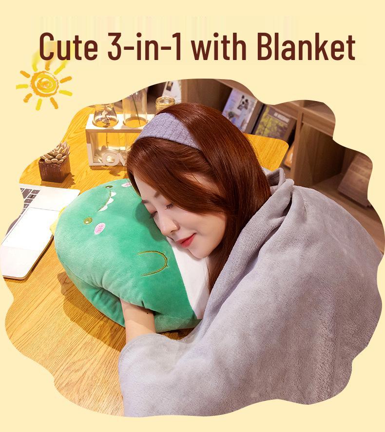 Fruit Animal 3-in-1 Pillow Blanket: Dual-Use Nap Pillow, Car Cushion, and Air Conditioning Blanket