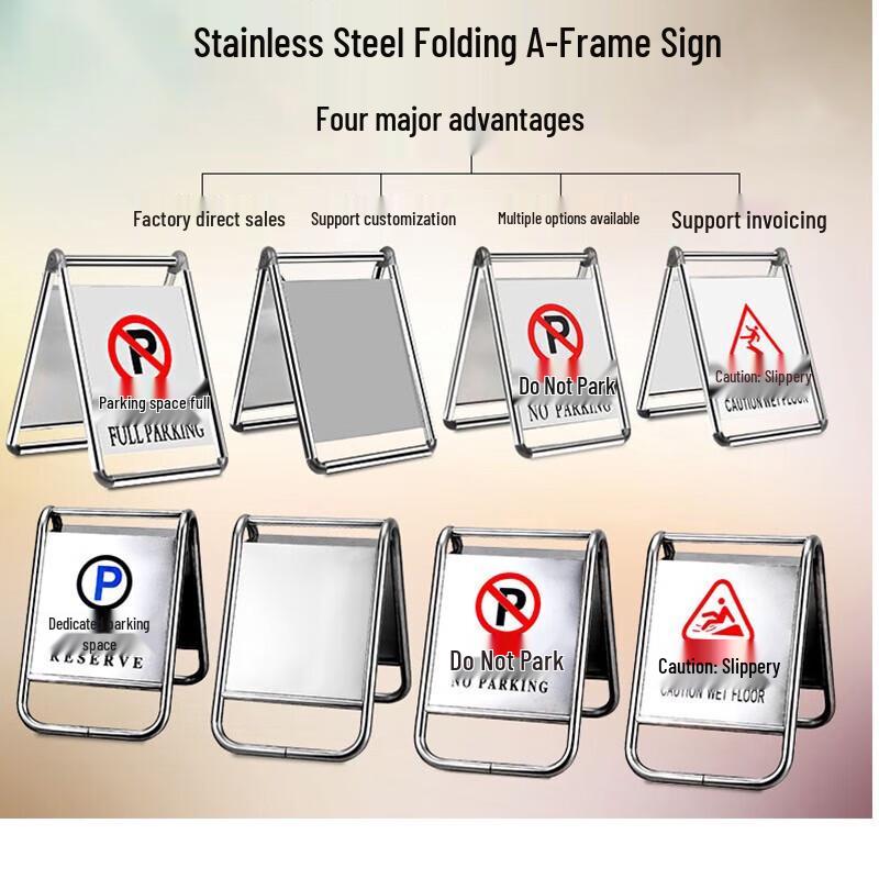 Stainless Steel A-Frame Caution Wet Floor Sign