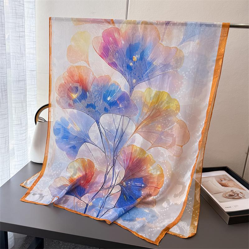 180*70cm Elegance Print Scarf Women Fashion Big Shawls Gauze Large Scarves Bandanna Hijab Long Wrap Travel Sunscreen Beach Towel