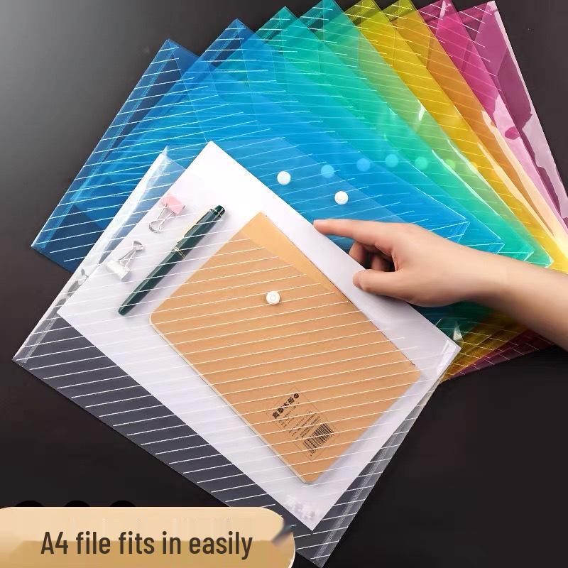 A4 Transparent Waterproof Snap Button Document Bag with Large Capacity, Customizable Logo for Students and Office Use A4 синий