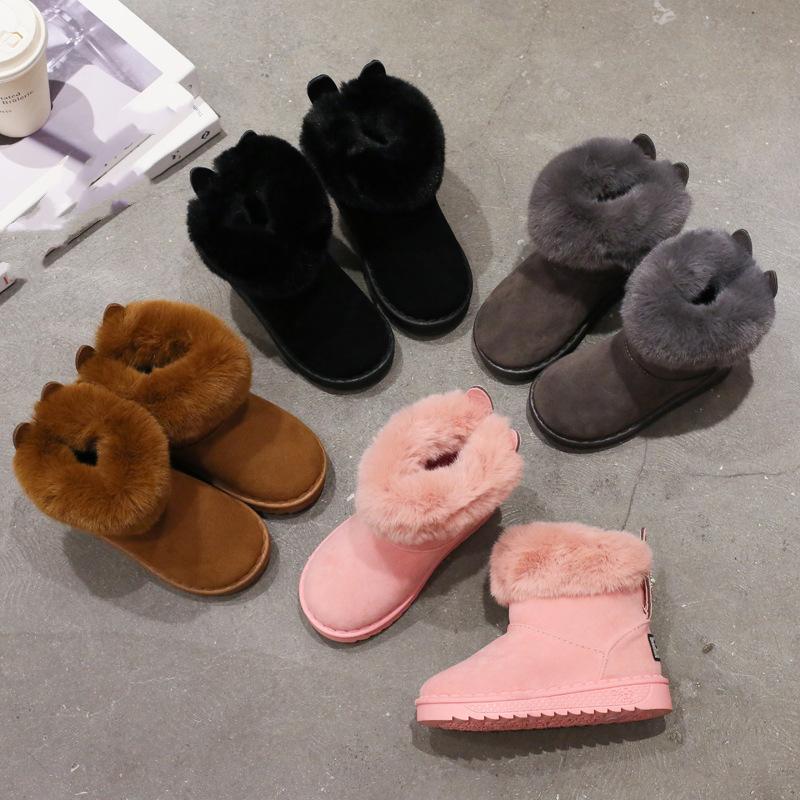 Zimní Nové Dětské Sněhule pro Dívky Plus Sametové Princeznovské Kotníkové Boty pro Dívky Teplé Dětské Bavlněné Boty pro Děti