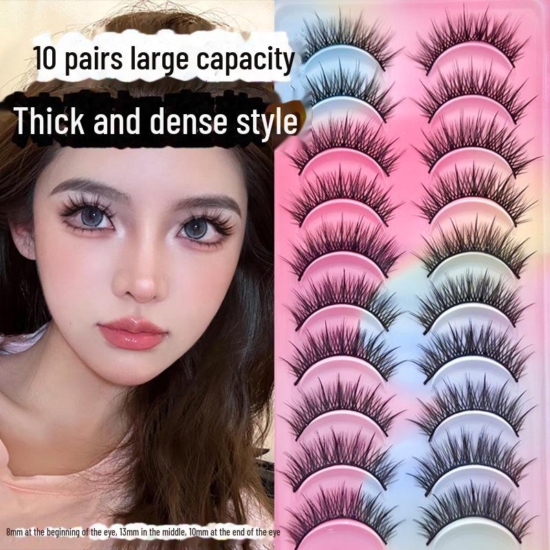 009: 10 Pairs Full-Length False Eyelashes - Natural Thick Barbie Style