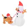 1,1 m aufblasbarer Schneemann mit Beißhund, weiße LED-Lichter, Garten- und Hofdekorationen, IP44 wasserdicht