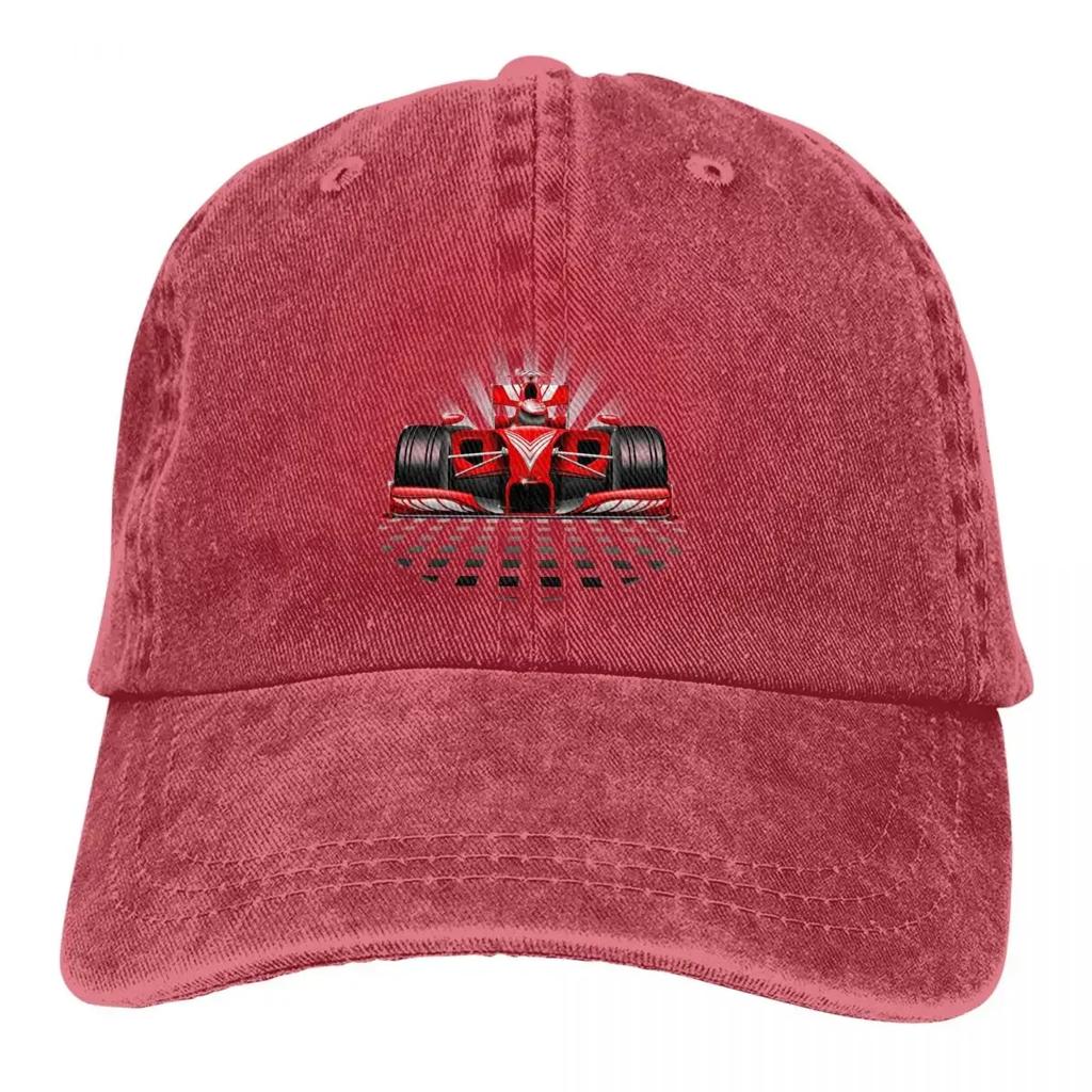 Rote Rennwagen Baseballkappe Herren Cowboyhüte Damen Visorschutz Snapback F1 Auto Rennkappen