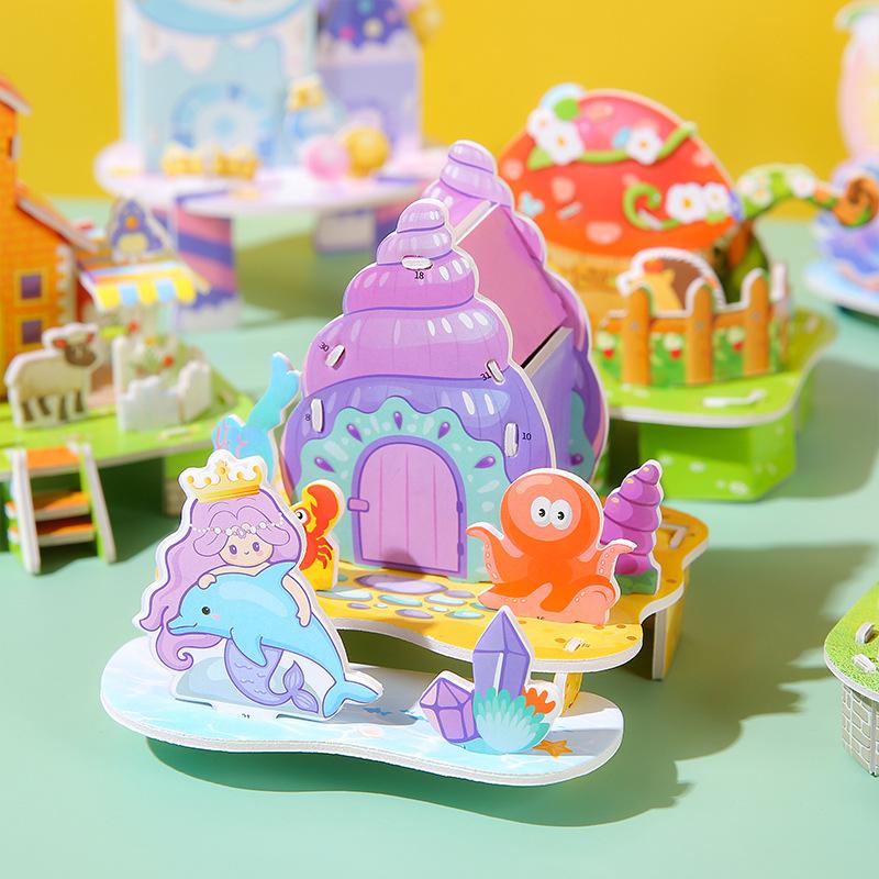 3D Three-Dimensional Puzzle Card, Student Diy Handmade Assembly Picture, Children'S Early Education Splicing Toy Small Splicing Picture