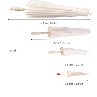 White Paper Decorative Umbrella Smooth Opening Closing Comfortable Grip School Decor Photo Cosplay Prop Paper Umbrella