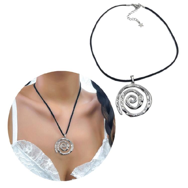 Fashionable Goth Necklace Accessory Chic Swirl Pendant on Velvets Cord Choker