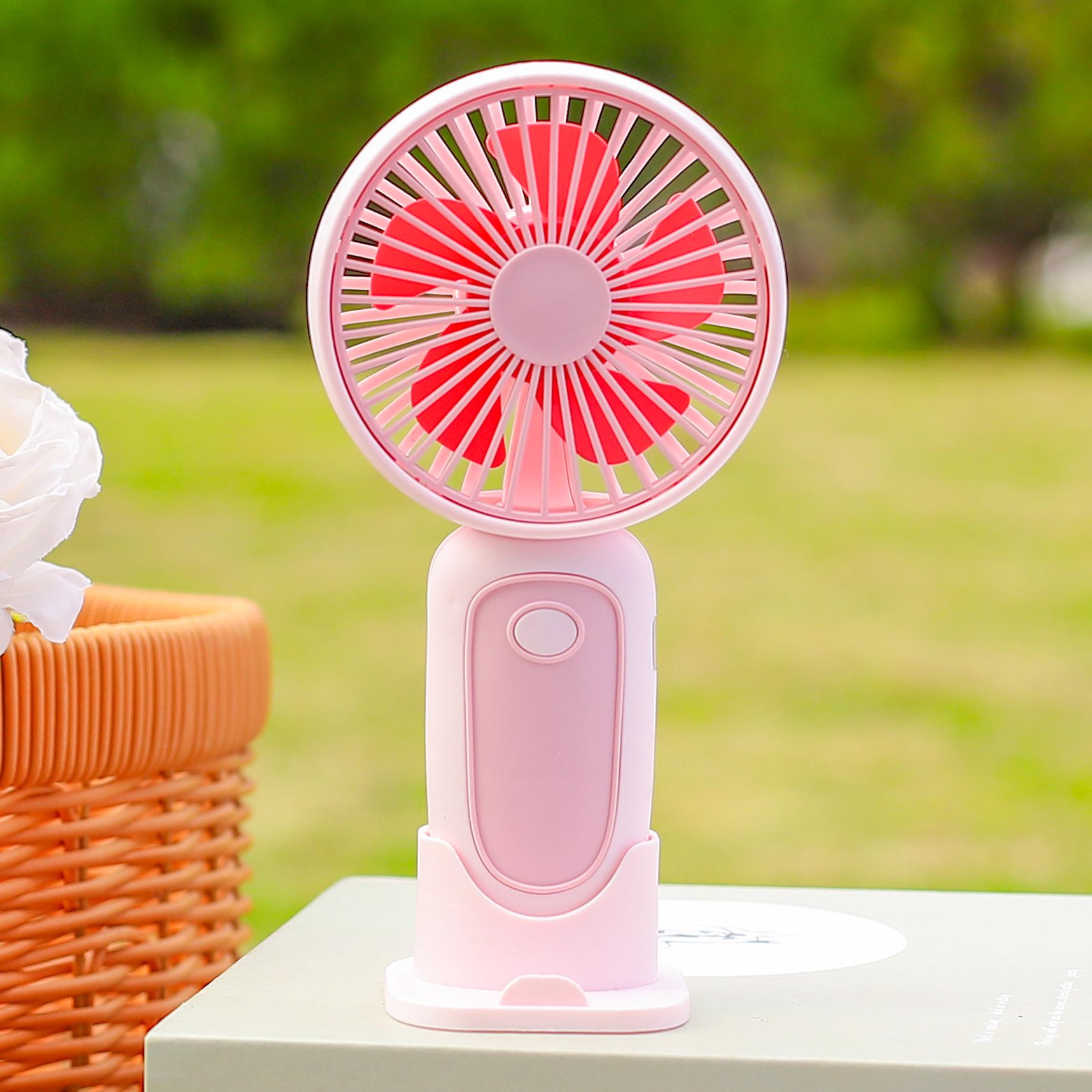 Compact USB Rechargeable Handheld Fan for Desktop & Travel розовый