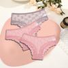 FINETOO 3PCS Women's Lace Panties Sexy Perspective Underwear Briefs Female Solid Color Hollow Out Lingerie Floral Intimates S-XL