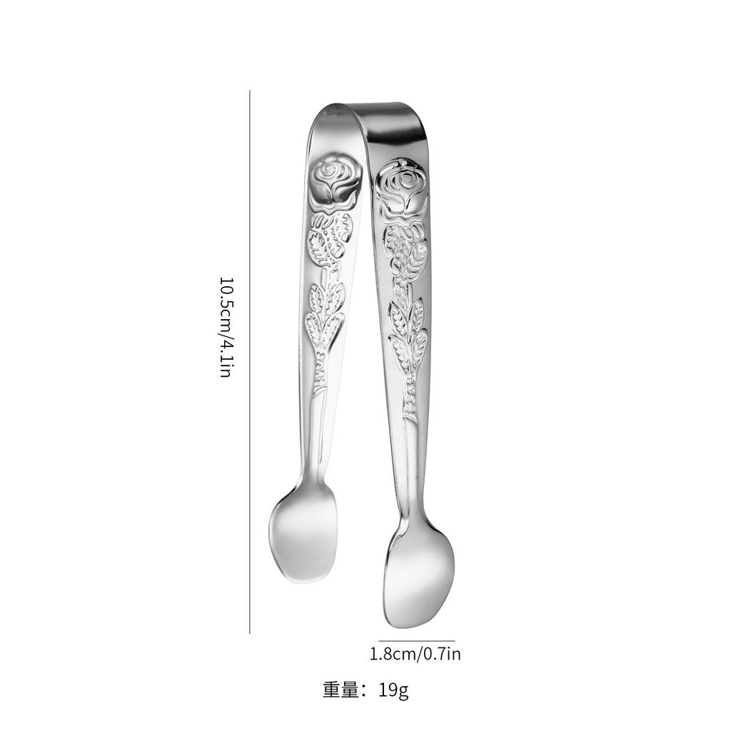 4.1-Inch Stainless Steel Patterned Tongs for Sugar Cubes, Ideal for Tea, Coffee, and Desserts - Christmas Kitchen Gift