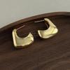 Minimalist Irregular Curved Metal C Ring Earrings Glossy Gold Plated Earrings Modern Light Luxury Premium Temperament Earrings