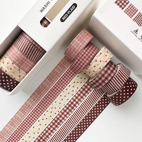 YUBBAEX Volume 6 Check Pattern Masking Tape Set GridStripeDot Design Washi Art DIY Craft Bullet Journal Supplies Planner Scrapbook Card Gift Wrapping