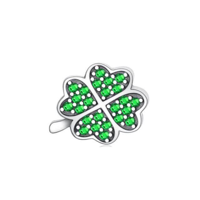 925 Sterling Silver Green Clover Frog Coffee Sock Fit Original Diy Bead Charm Bracelet Necklace Trinket Women Jewelry Marking