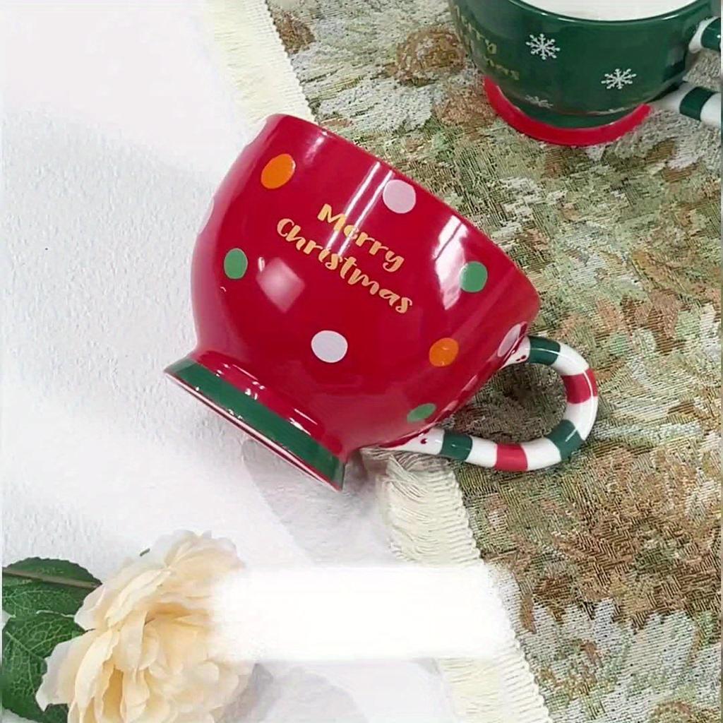 1 Stück Rot/Grün Cartoon Keramik Weihnachtsfrühstückstasse, Weihnachts-Serie Tasse Süße Tasse Halloween Keramiktasse Weihnachtsgeschenk Kreative Kaffeetasse, 500ml,