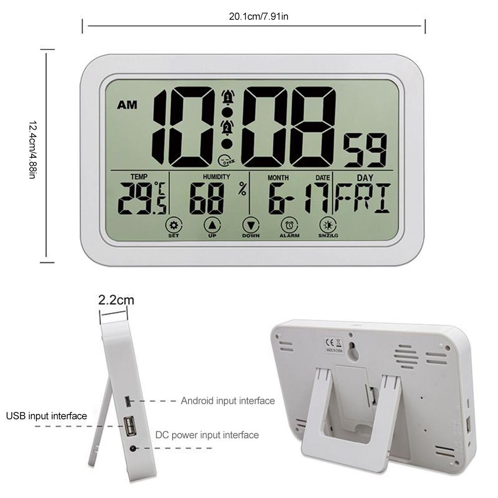 Digital Calendar Alarm Clock with Indoor Temperature and Humidity Atomic Wall Clock Digital Atomic Clock for Home Office