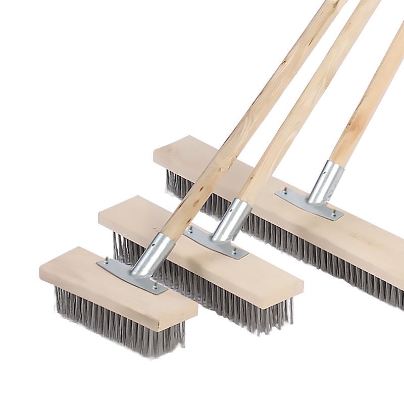 Stainless Steel Long-Handled Hard Bristle Floor Brush for Outdoor Cement Moss Cleaning