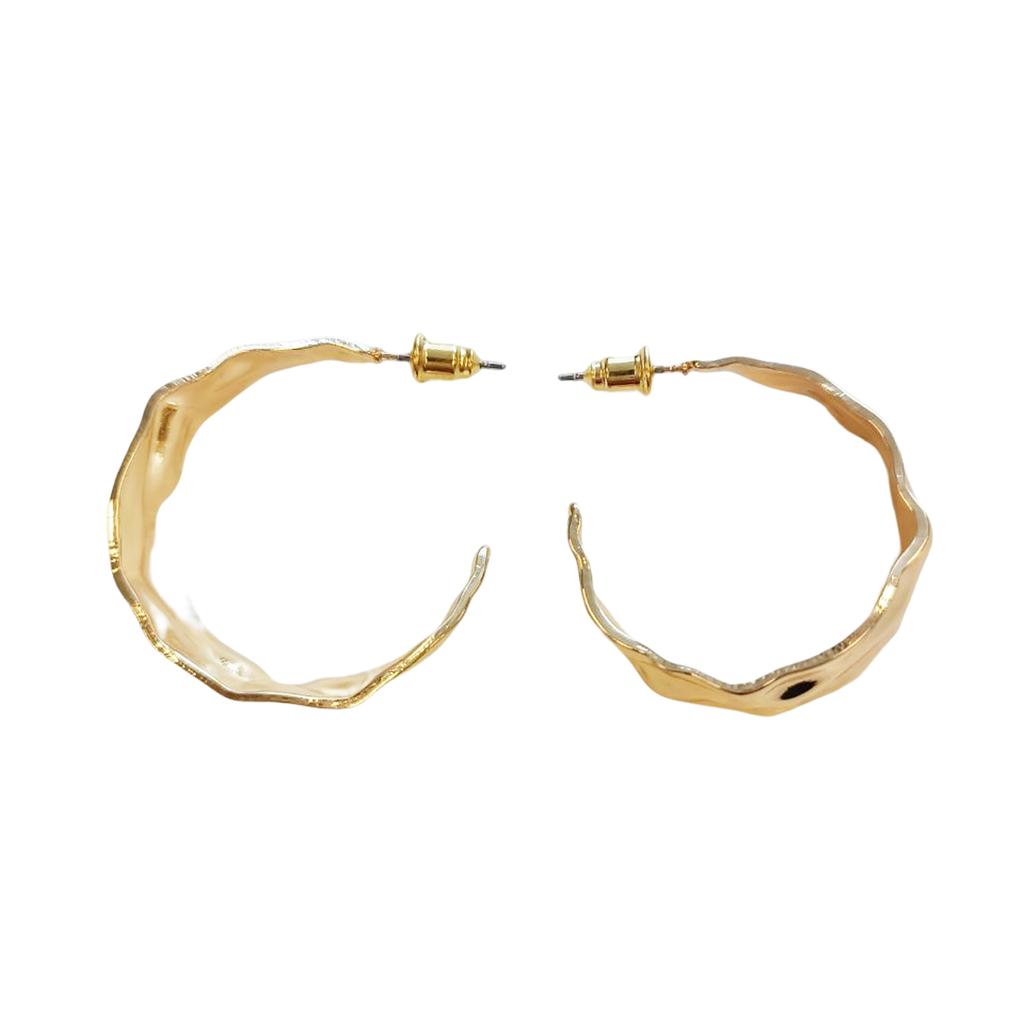 Les Trésors De Lily [R8109] - Gold 'Cléopatra' Hoop Earrings Ø 30 Mm 10 Mm (hammered)