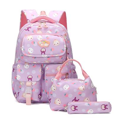 Elementary School Backpack for Girls Grades 3 4 5 6 Lightweight Waterproof Large Capacity Three Piece Set School Bags Student Handbag