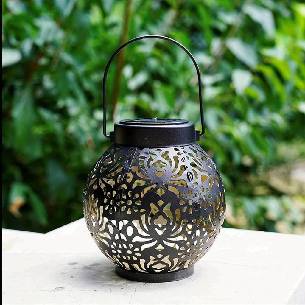 HOMZY Outdoor Garden Solar Light Iron Art Hanging Light Hollow LED Landscape Light Garden Decoration Projection Light Waterproof