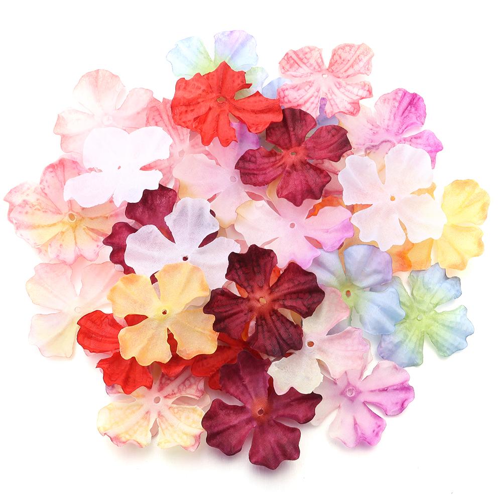 60Pcs Artificial Flower Head for Crafts Headwear Home Wedding Decoration Scrapbooking Clothing Sewing Fake Flowers Accessories