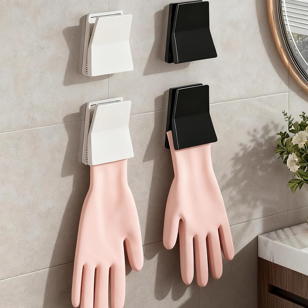 4pcs Kitchen Glove Storage Hooks, Rubber Glove Holders & Cloth Clips, Practical for Hanging Dishwashing Gloves at Home