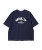 ADHOC Women'S Vintage Mood Brooklyn Lettering Semi-Loose Fit Short Sleeve T-Shirt (Navy) (Hc5Sta1)