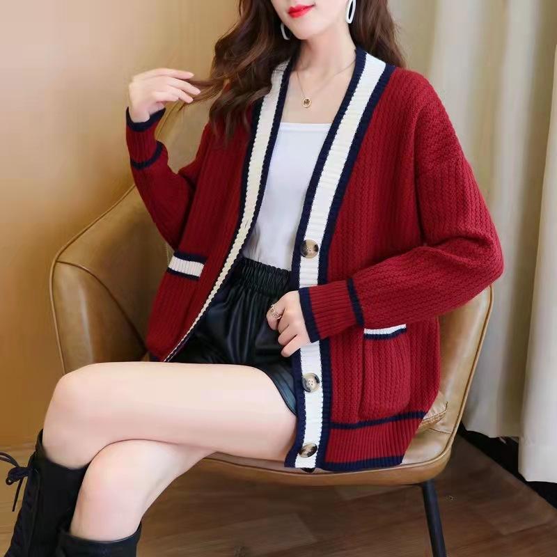 New Sweater Knitted Cardigan Women's Loose Coat Women's Spring and Autumn Clothes Early Autumn Inner Top
