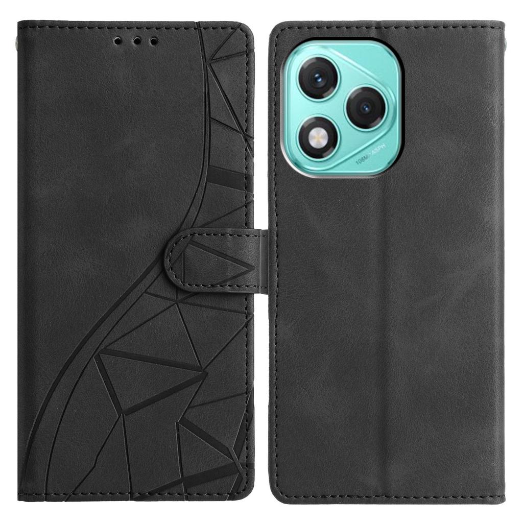 For Honor 400 Lite Case Wallet Stand Imprinted Triangle Pattern Leather Phone Flip Cover
