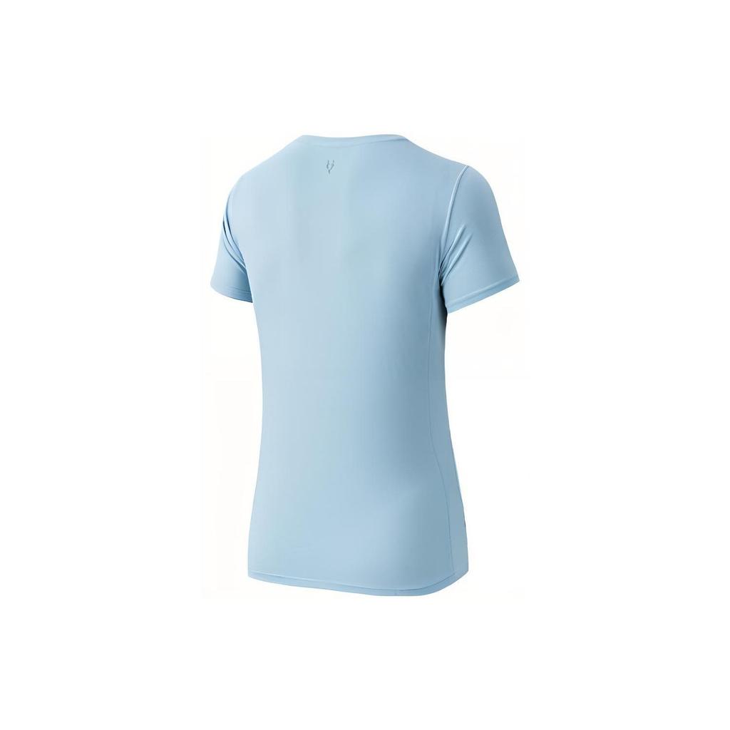 Anta Running Series Solid Color Logo Round Neck Breathable Pullover Short Sleeve T-Shirt Women Tops Cloud-Blue 162335101-1