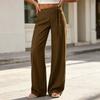 Women Wide Leg Pants High Waist Casual Trousers with Tie Waist Loose Fit Comfortable Lounge Wear Striped Pattern Elastic Waistband