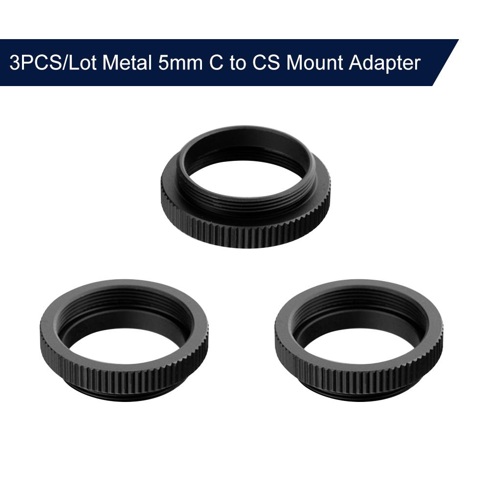 3PCS/Lot Metal 5mm C To CS Mount Adapter 25.4mm Thread C/CS Lens Mount Adaptor Aluminum Converter Ring for Security CCTV Camera