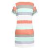 2023 Summer Women's Striped Short Sleeve Dress with Drawstring Mini Skirt