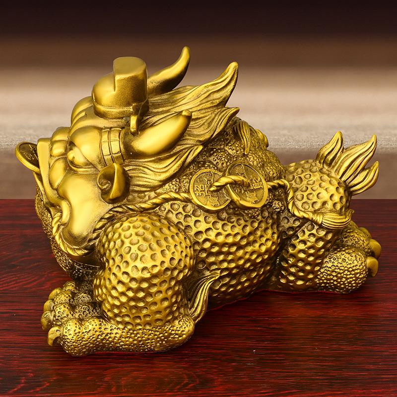 Golden Ornament Pure Copper Emperor - Toad Home Office Store Desktop Decoration Brass Three-Legged T