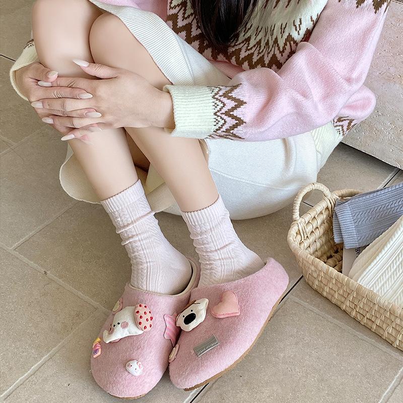 Autumn and Winter Socks for Women: Pure Cotton Slightly Pressed Mid-calf Socks with Linen Patterns for Warmth. Pile Socks