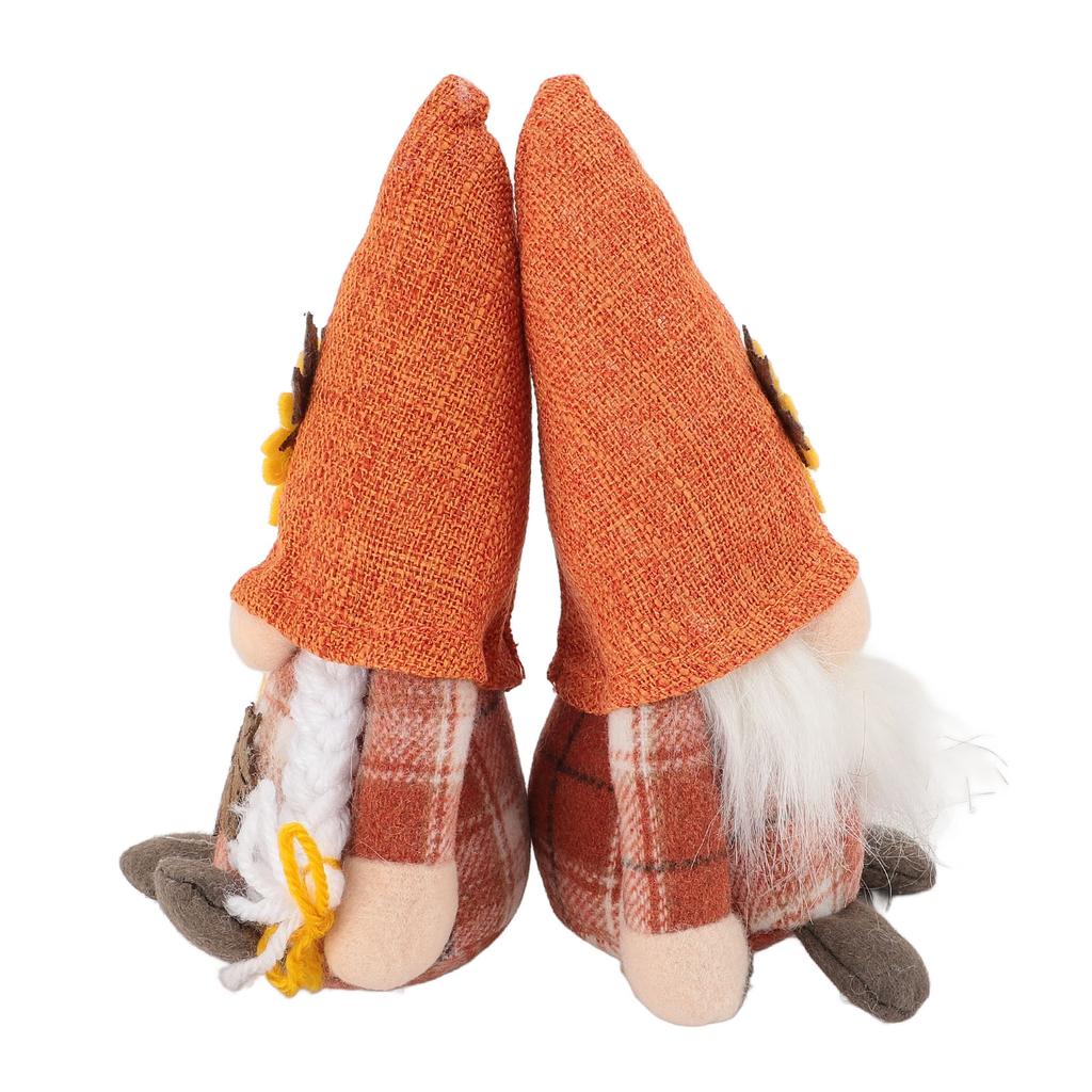 2 Pcs Sunflower Gnomes Decorations Cute Dwarf Figurines Handmade Plush Stuffed Gnomes for Holiday Fe
