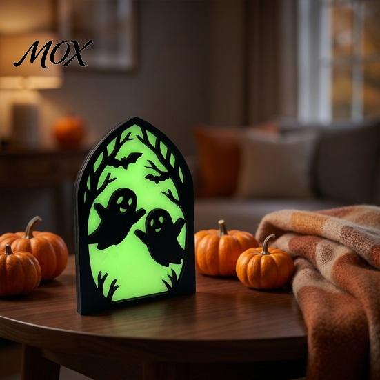 Halloween Wooden Ornaments Screen Ornaments, Glow in The Dark Gothic Arch No Assembly Decor, Atmosphere Supplies for Home Tabletop Party Decorations