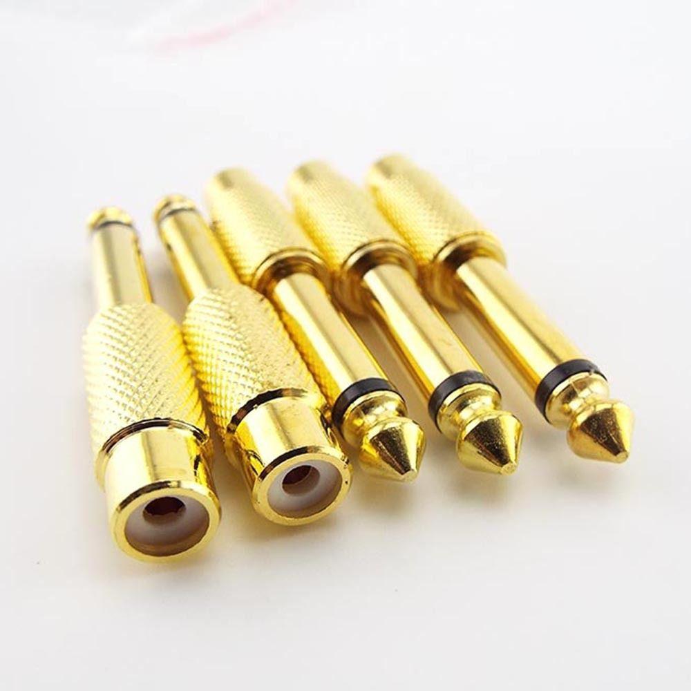 10Pcs Mono TS Plug Design 1/4" Mono TS Male Connector Gold-Plated Audio Adapter  DIY Audio Equipment