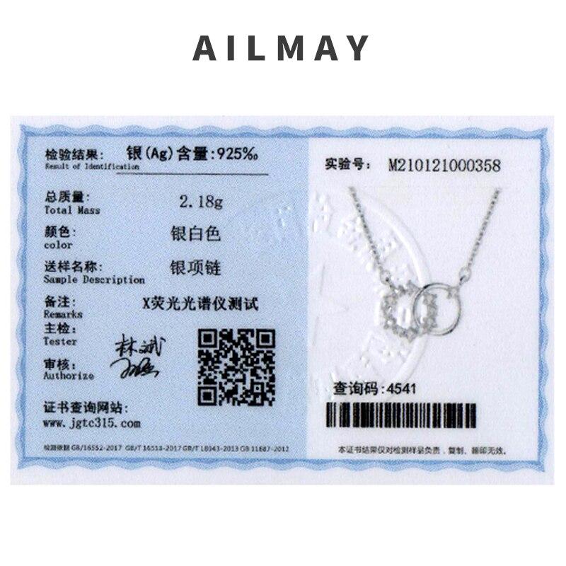 Ailmay 925 Sterling Silver Double Circle Tiny Flower Round Sterling Pendant Necklace For Women Wedding Engagement Jewelry